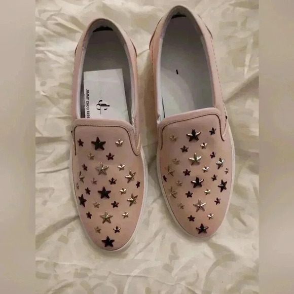SALE NEW Men Jimmy Choo Pinc Studded star slip on sneakers sz 42.5 - Picture 2 of 6